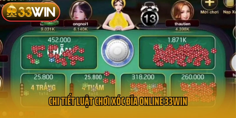 Chi tiết luật chơi xóc đĩa online 33win